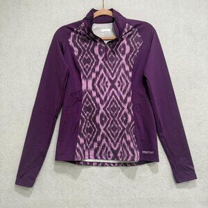 Marmot Pullover Womens Medium Purple Half Zip Long Sleeve Thumbholes Ikat Top